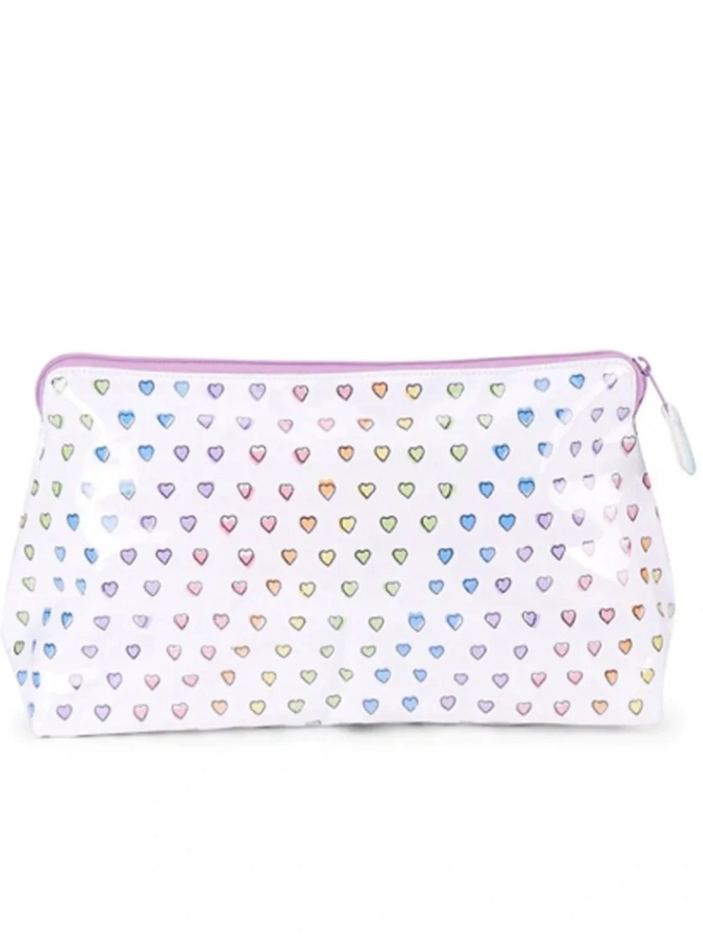 Roller Rabbit White Cosmetic Pouch with Rainbow Heart Print